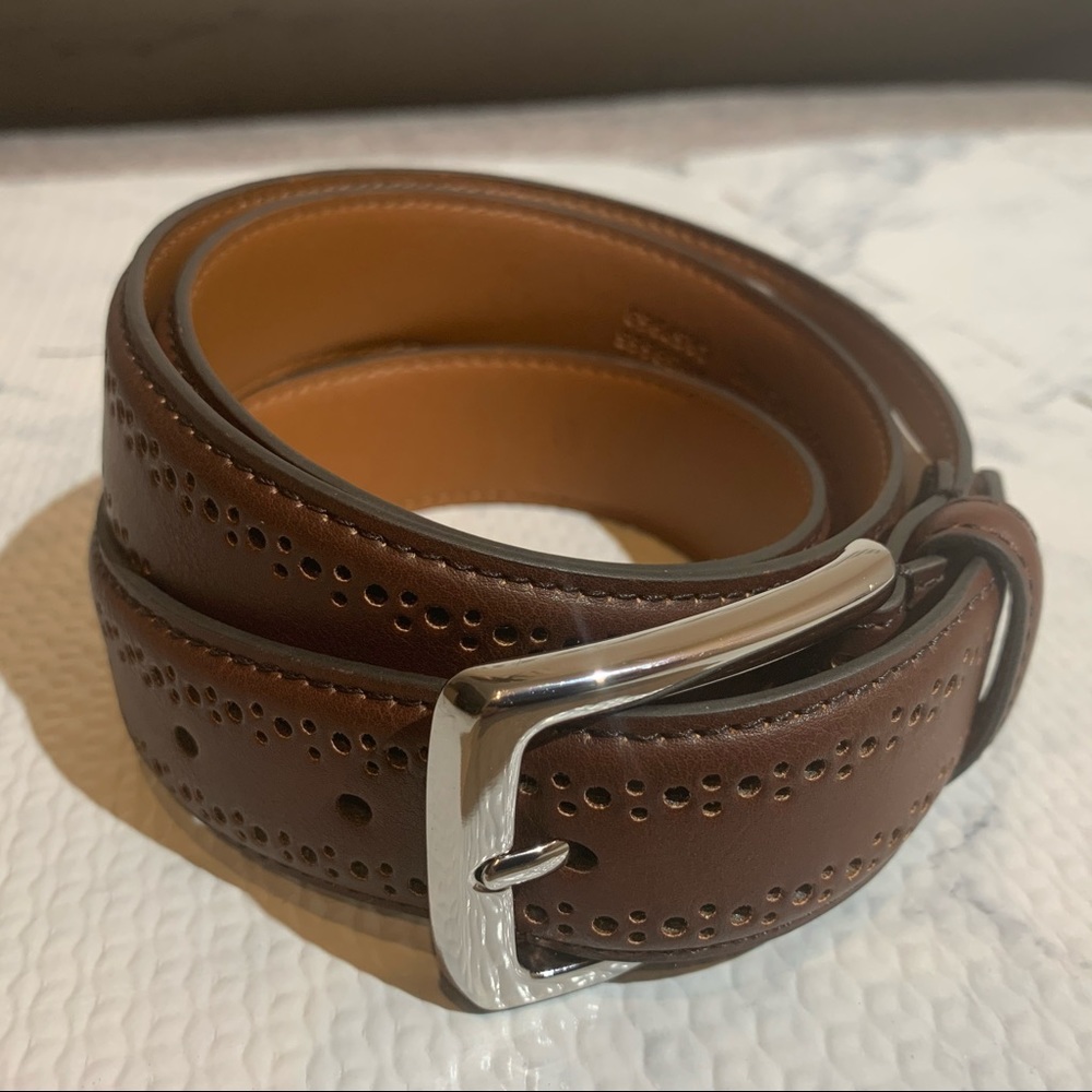 New Broletto Amaro Brogued Mens Belt Brown 38